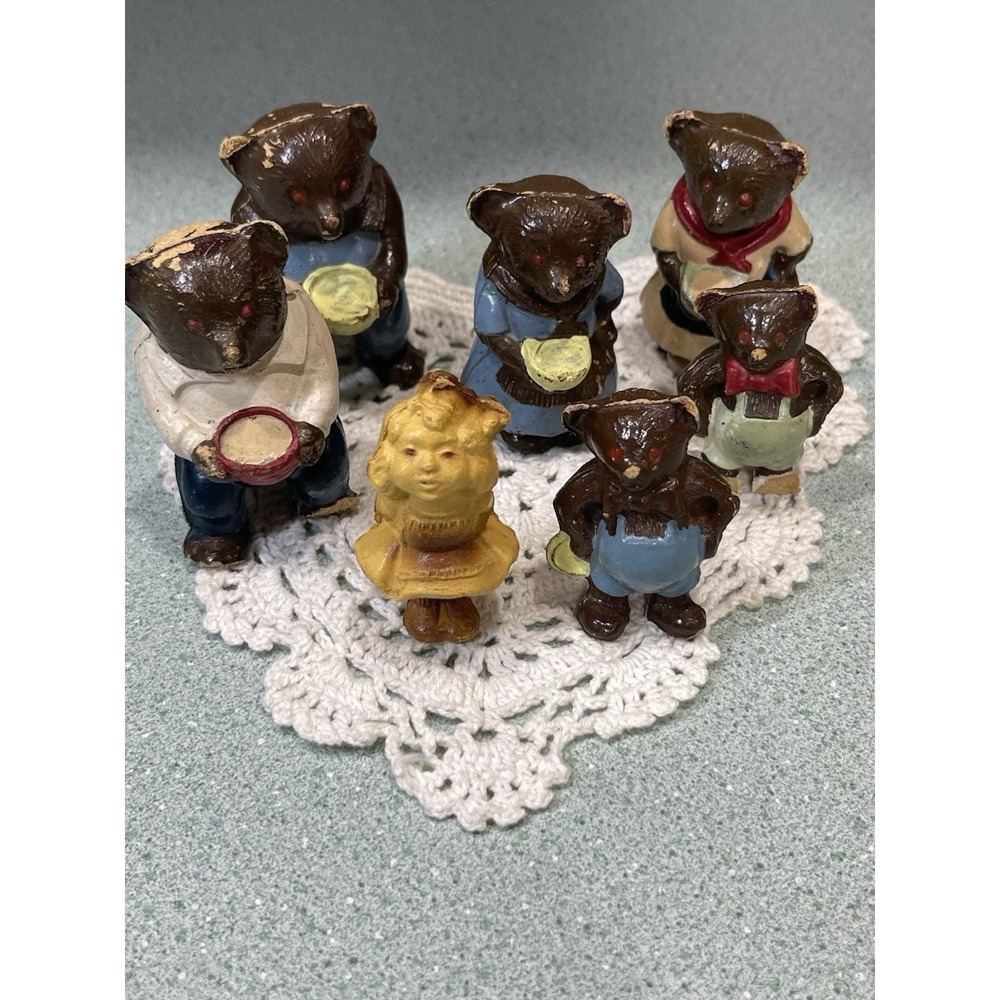 vintage miniature figurines Trinkets of Goldilocks and the Bears